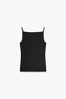 RIB KNIT POLYAMIDE STRAPPY TOP