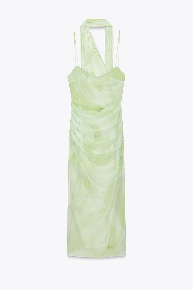 TULLE MIDI DRESS WITH SCARF