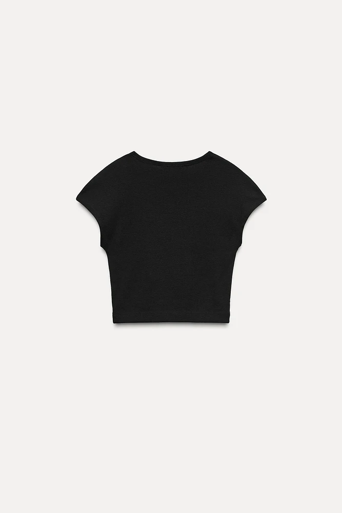 COTTON MODAL CROP T-SHIRT