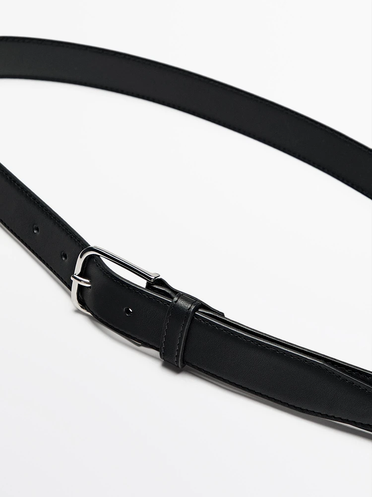 Nappa leather belt with topstitching detail