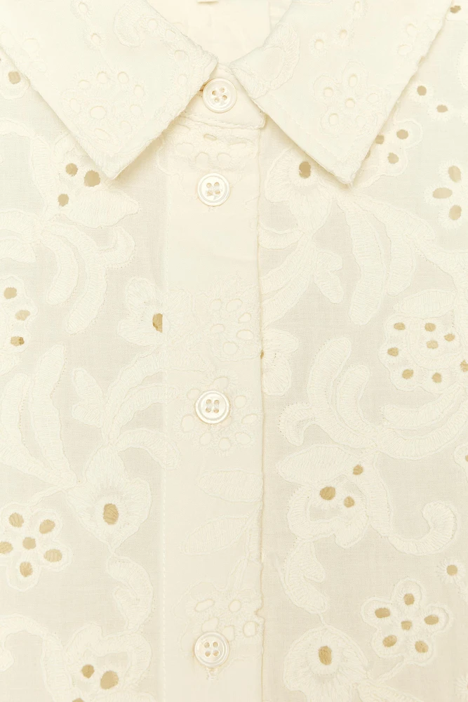 ZW COLLECTION EYELET EMBROIDERY SHIRT
