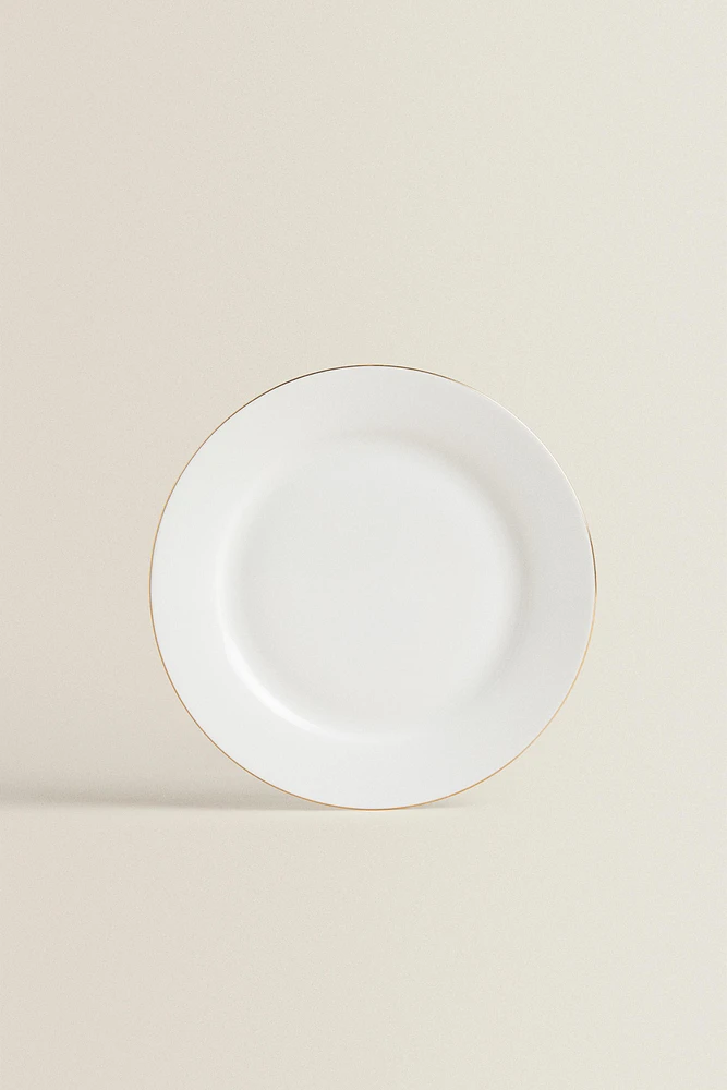 RIMMED BONE CHINA DESSERT PLATE