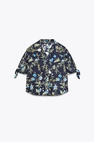 EMBROIDERED EYELET PRINTED SHIRT