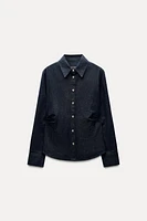 PLEATED DENIM SHIRT ZW COLLECTION