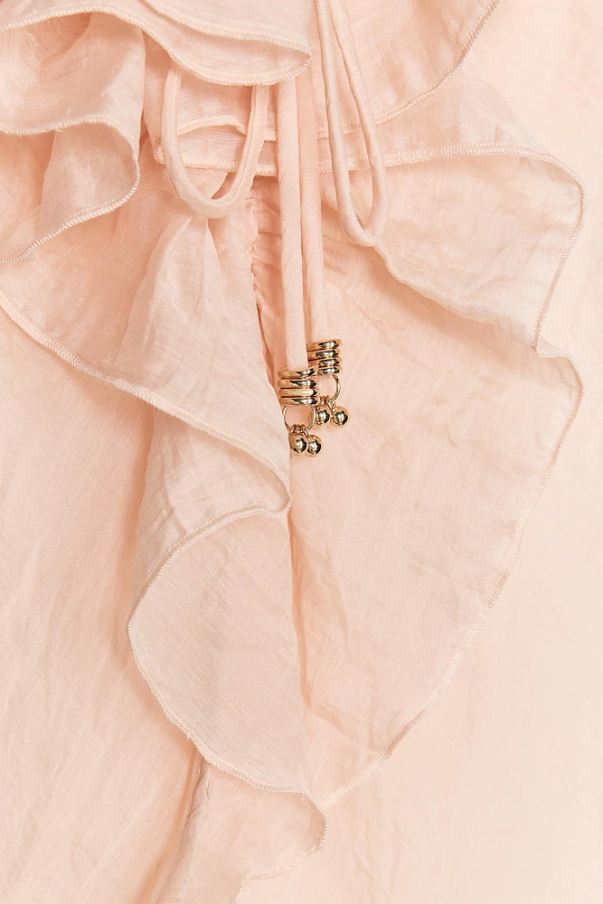 RUFFLED MIDI SLIP DRESS