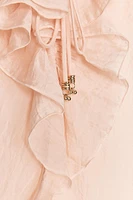 RUFFLED MIDI SLIP DRESS