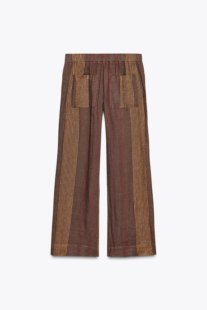 PANTALON RAYÉ 100 % LIN ZW COLLECTION
