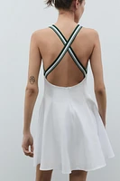 CONTRAST RIB HALTER DRESS