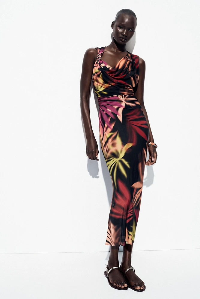 APPLIQUÉ PRINT MIDI DRESS