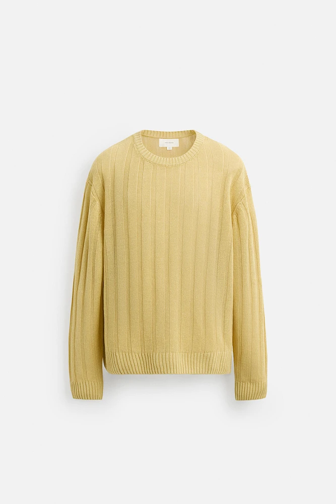 100% LINEN RIBBED SWEATER