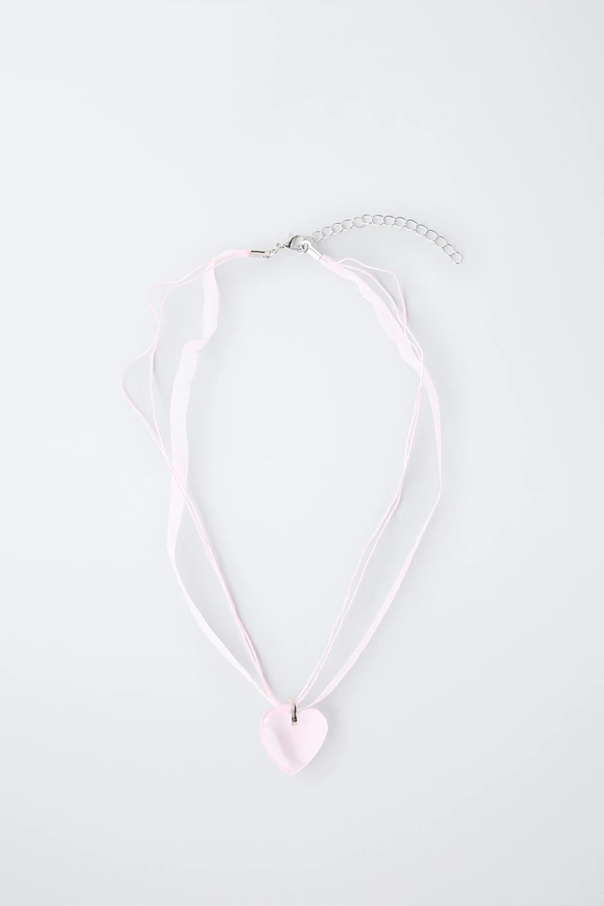HEART ORGANZA CORD NECKLACE