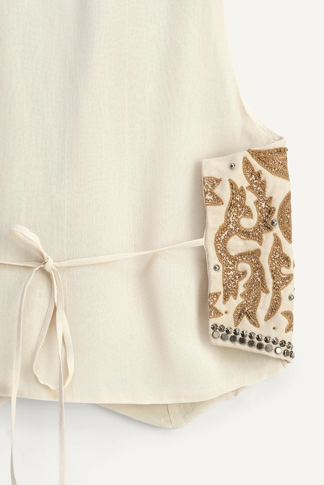 LIMITED EDITION EMBROIDERED STUDDED VEST