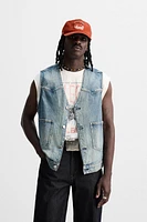 GILET EN DENIM DÉLAVÉ