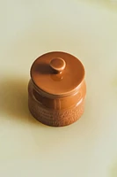 CARAMEL STONEWARE SUGAR BOWL
