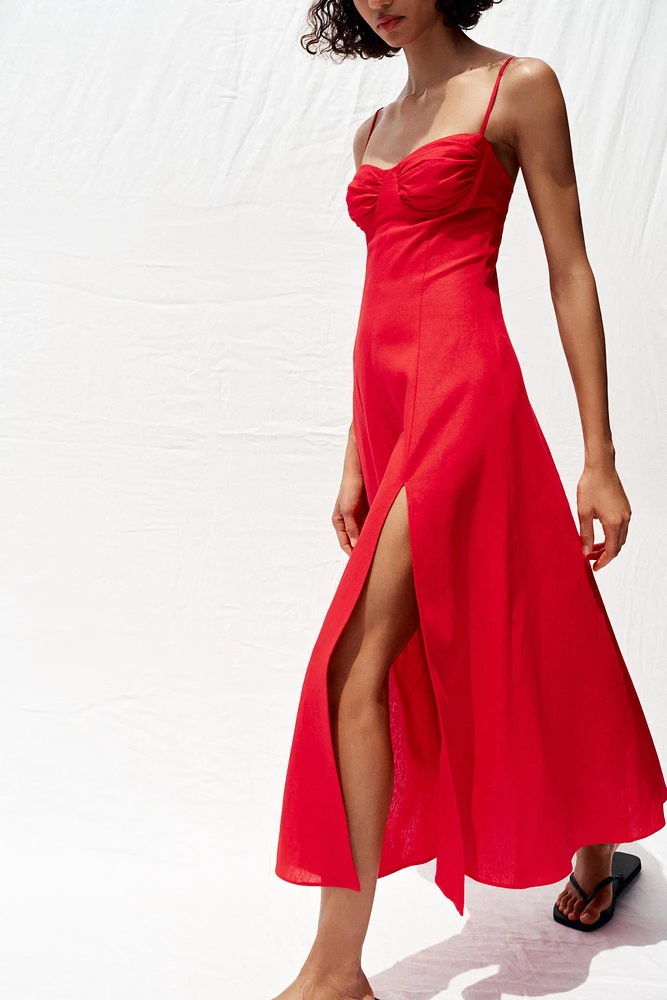 LINEN MIDI CORSET DRESS