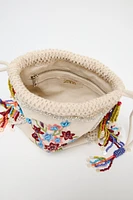 FLORAL EMBROIDERY BUCKET BAG