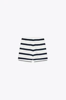 PLEATED STRIPED SHORTS