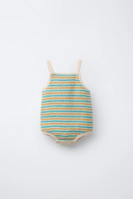 STRIPED KNIT ROMPER