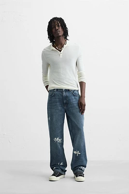 EMBROIDERED RELAXED FIT JEANS