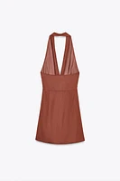 ROBE MINI HALTER DÉCOR DORÉ