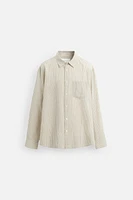 CHEMISE PATCHWORK À RAYURES EN LIN ET COTON