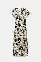 SATIN PRINT MIDI DRESS