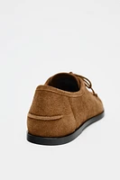 SOFT SUEDE LACED LOAFERS