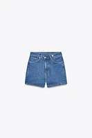 BERMUDA EN JEAN TRF COUPE MOM TAILLE HAUTE CROISÉE