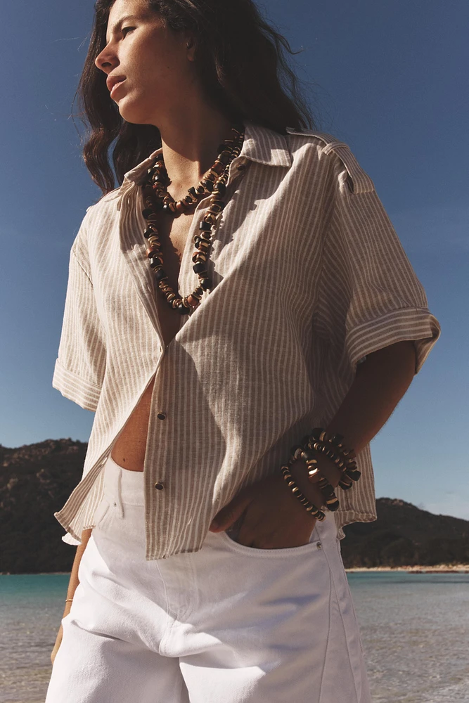 METALLIC THREAD STRIPED SHIRT