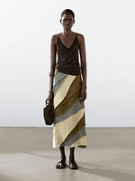 Jupe midi patchwork 100 % lin