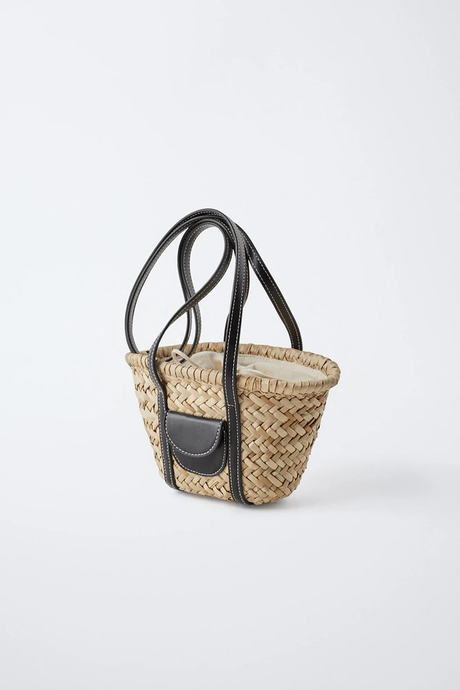 MINI RAFFIA EFFECT BASKET BAG