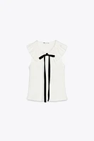 PETER PAN COLLAR KNIT TIED TOP