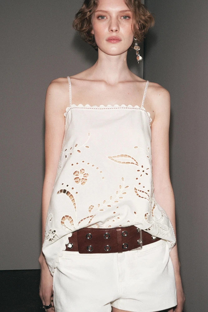 ZW COLLECTION EMBROIDERED TOPSTITCHING TOP