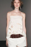 ZW COLLECTION EMBROIDERED TOPSTITCHING TOP