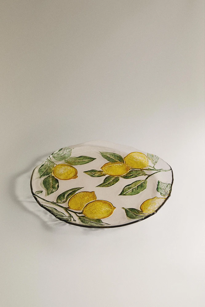ASSIETTE DE PRÉSENTATION VERRE RECYCLABLE CITRONS