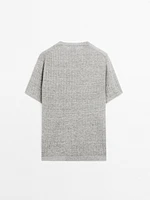 T-shirt en maille côtelée 100 % lin