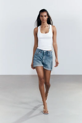 SHORT EN JEAN TAILLE HAUTE TRF MOM FIT