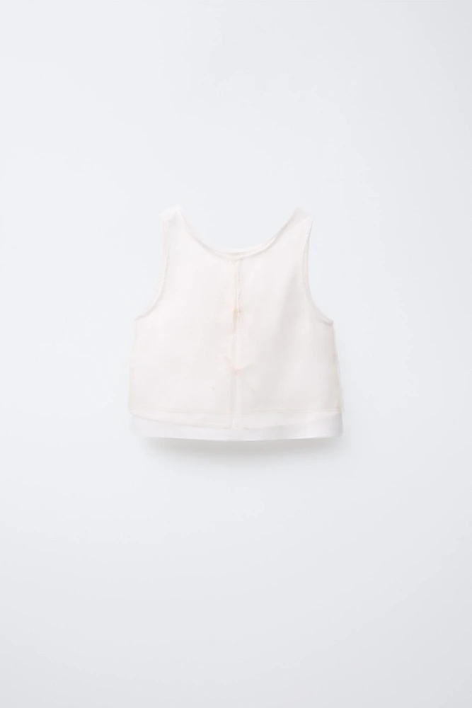 TOP 100 % LIN ORGANZA LACETS