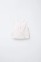 TOP 100 % LIN ORGANZA LACETS