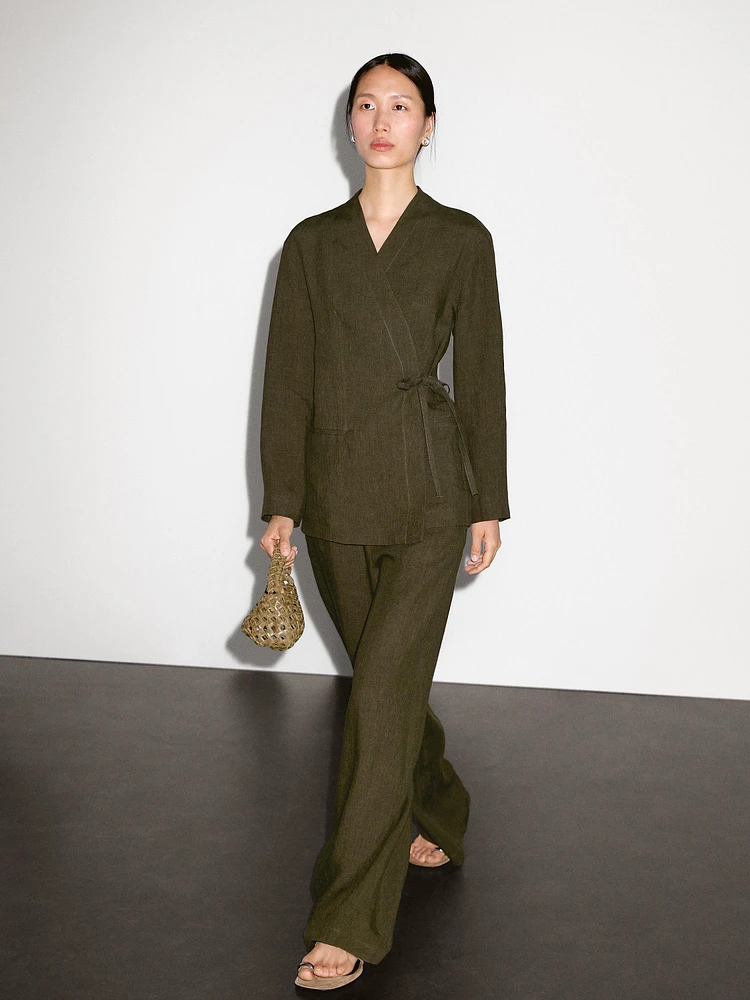 Pantalon droit 100 % lin