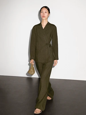 Pantalon droit 100 % lin