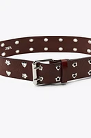 CEINTURE EN CUIR FLEURS CŒURS