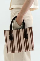 STRIPED PRINT CANVAS BAG