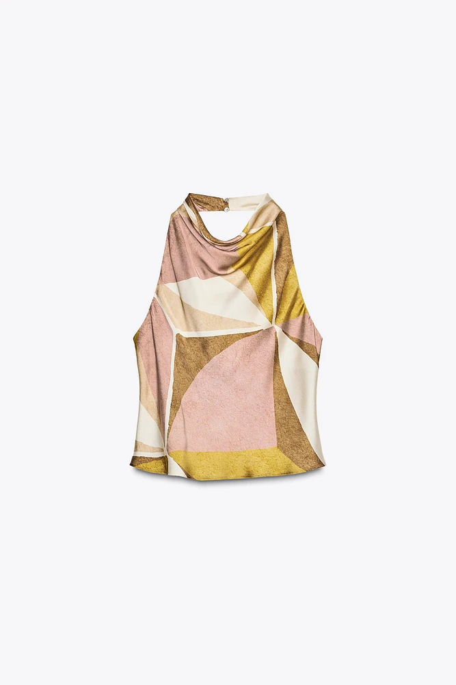 TOP HALTER À IMPRIMÉ GÉOMÉTRIQUE