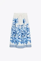 TROPICAL PRINT MIDI SKIRT