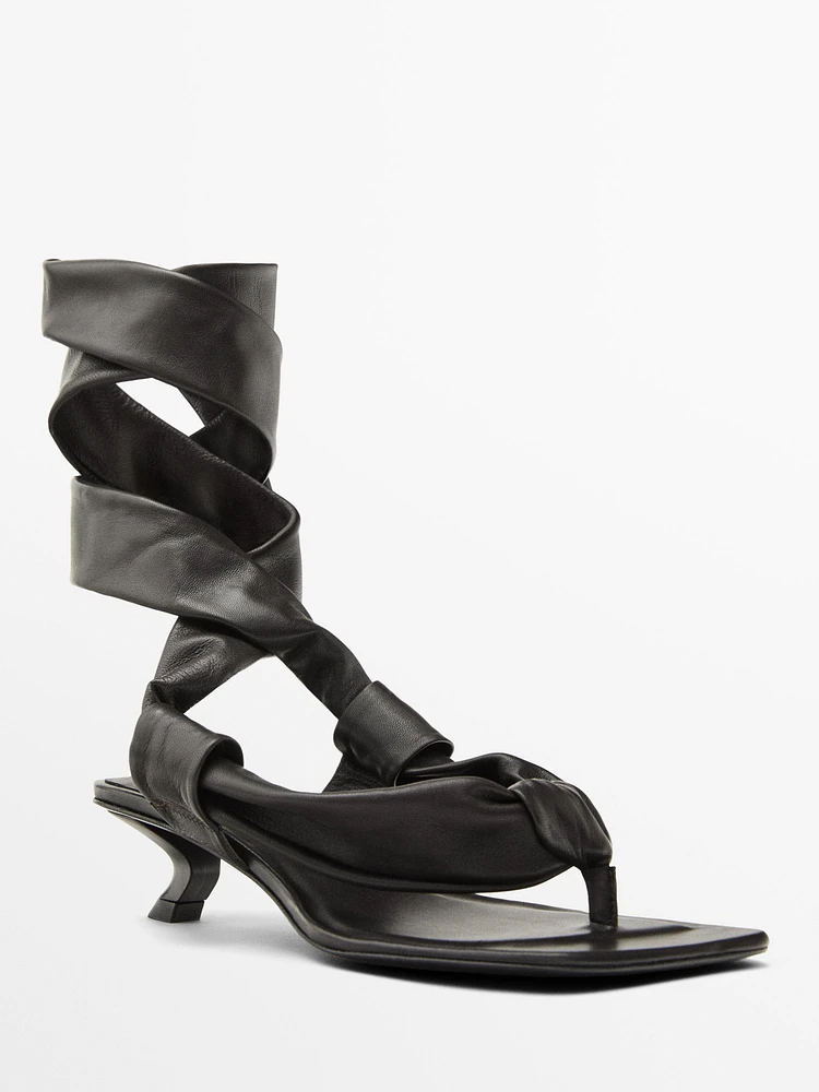 Sandales à talon avec nœud en cuir - Limited Edition