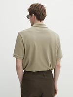 Microtextured cotton piqué polo shirt