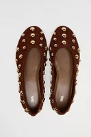 STUDDED SUEDE BALLET FLATS