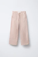 STRAIGHT LEG EMBROIDERED PANTS