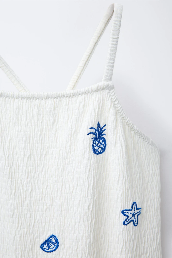 2-6 ANS/ MAILLOT DE BAIN TEXTURÉ BRODÉ